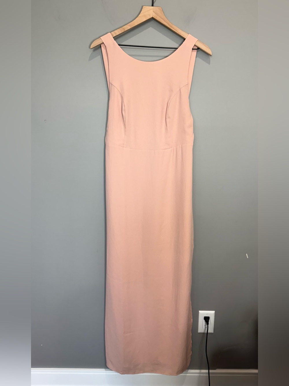 Truth & Fable Satin A-Line Maxi Dress Open Tie Back Blush Pink Size Medium